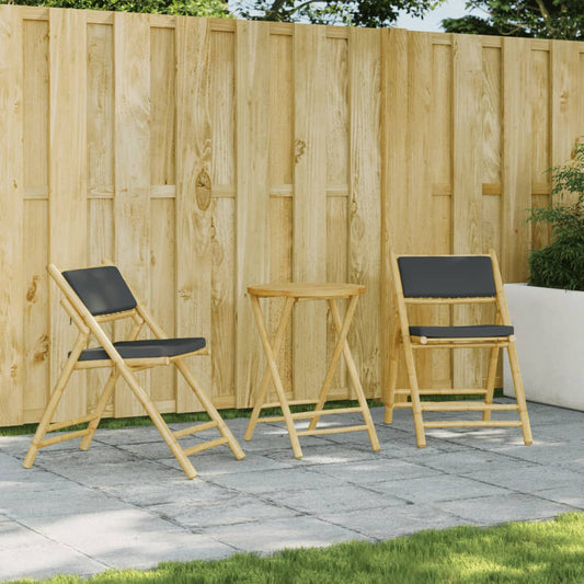 Bistroset 2 st inklapbaar met kussens bamboe donkergrijs is nu te koop bij PeponiXL, paradijselijk wonen!