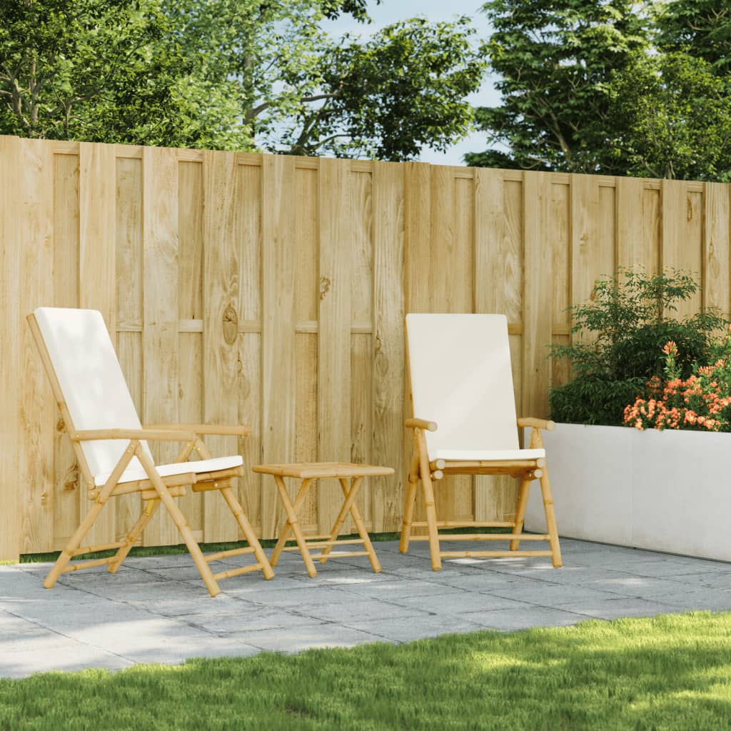 Tuinstoelen 2 st inklapbaar met kussens bamboe is nu te koop bij PeponiXL, paradijselijk wonen!