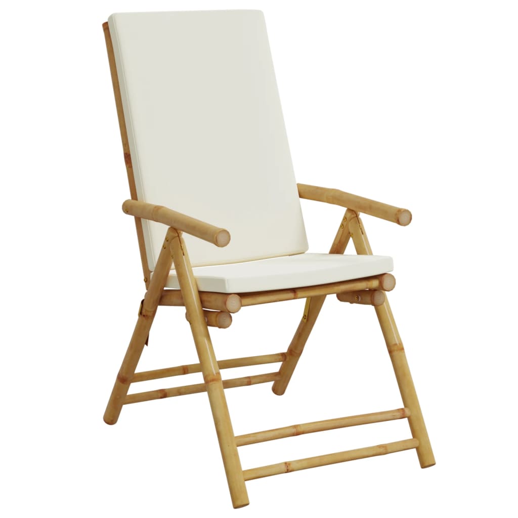 Tuinstoelen 2 st inklapbaar met kussens bamboe is nu te koop bij PeponiXL, paradijselijk wonen!