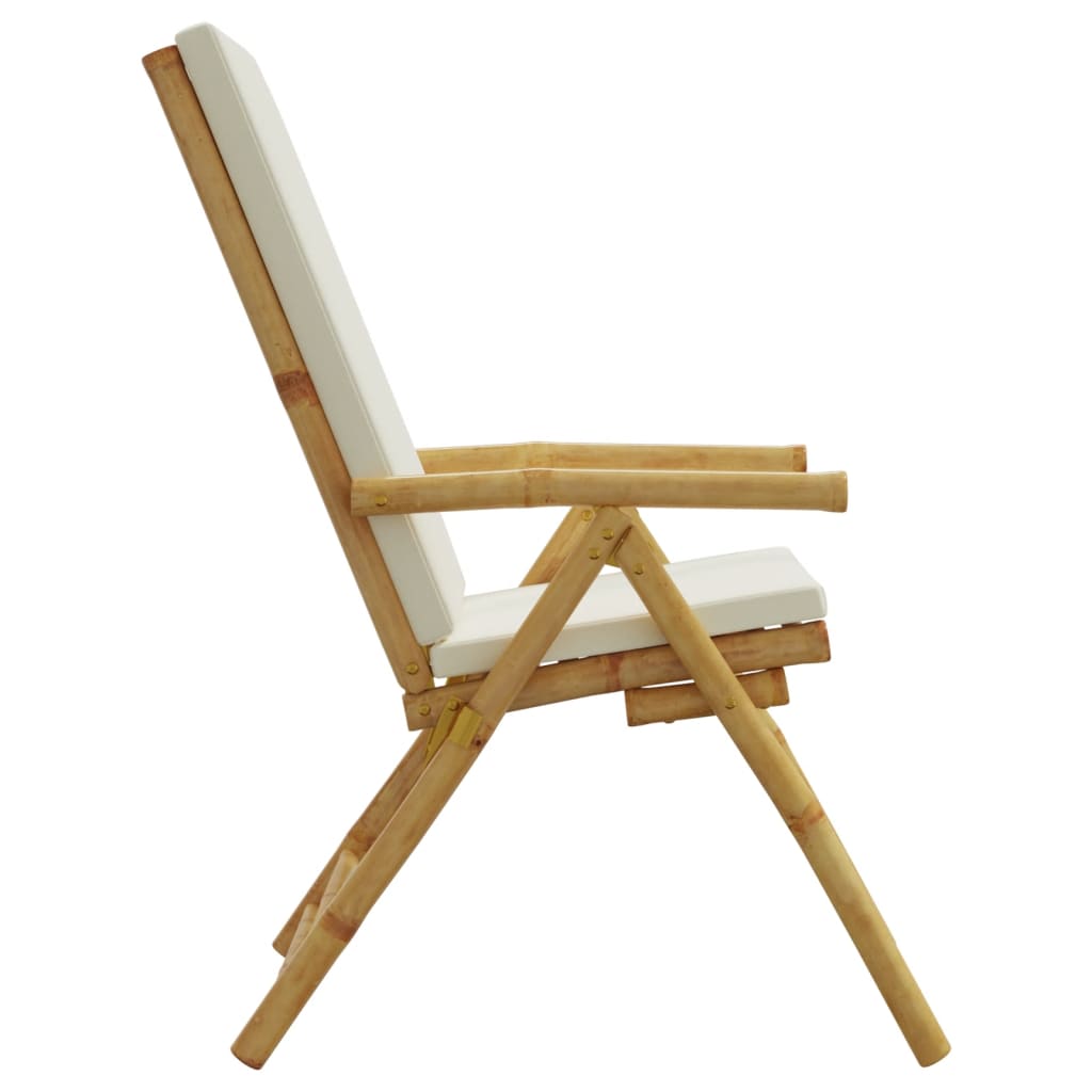 Tuinstoelen 2 st inklapbaar met kussens bamboe is nu te koop bij PeponiXL, paradijselijk wonen!