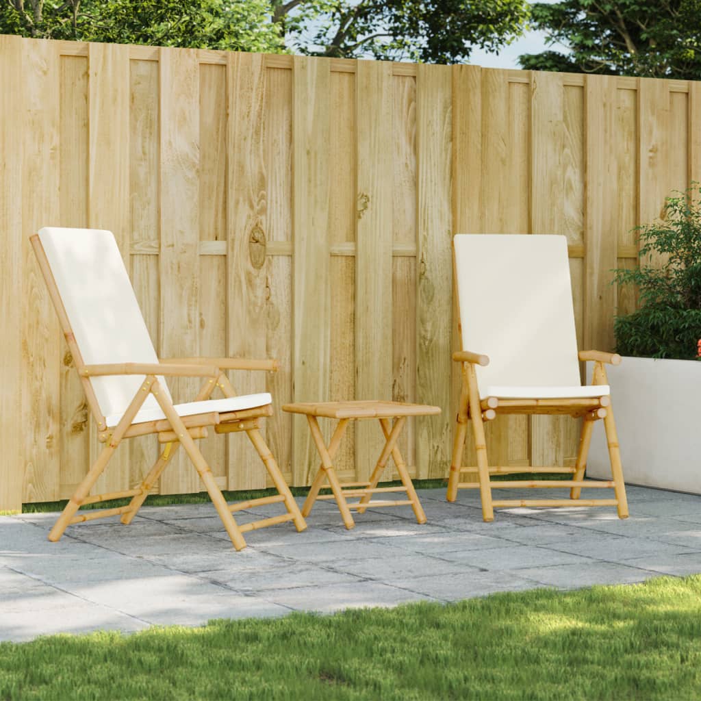 Tuinstoelen 2 st inklapbaar met kussens bamboe is nu te koop bij PeponiXL, paradijselijk wonen!