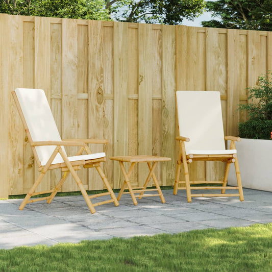 Tuinstoelen 2 st inklapbaar met kussens bamboe is nu te koop bij PeponiXL, paradijselijk wonen!