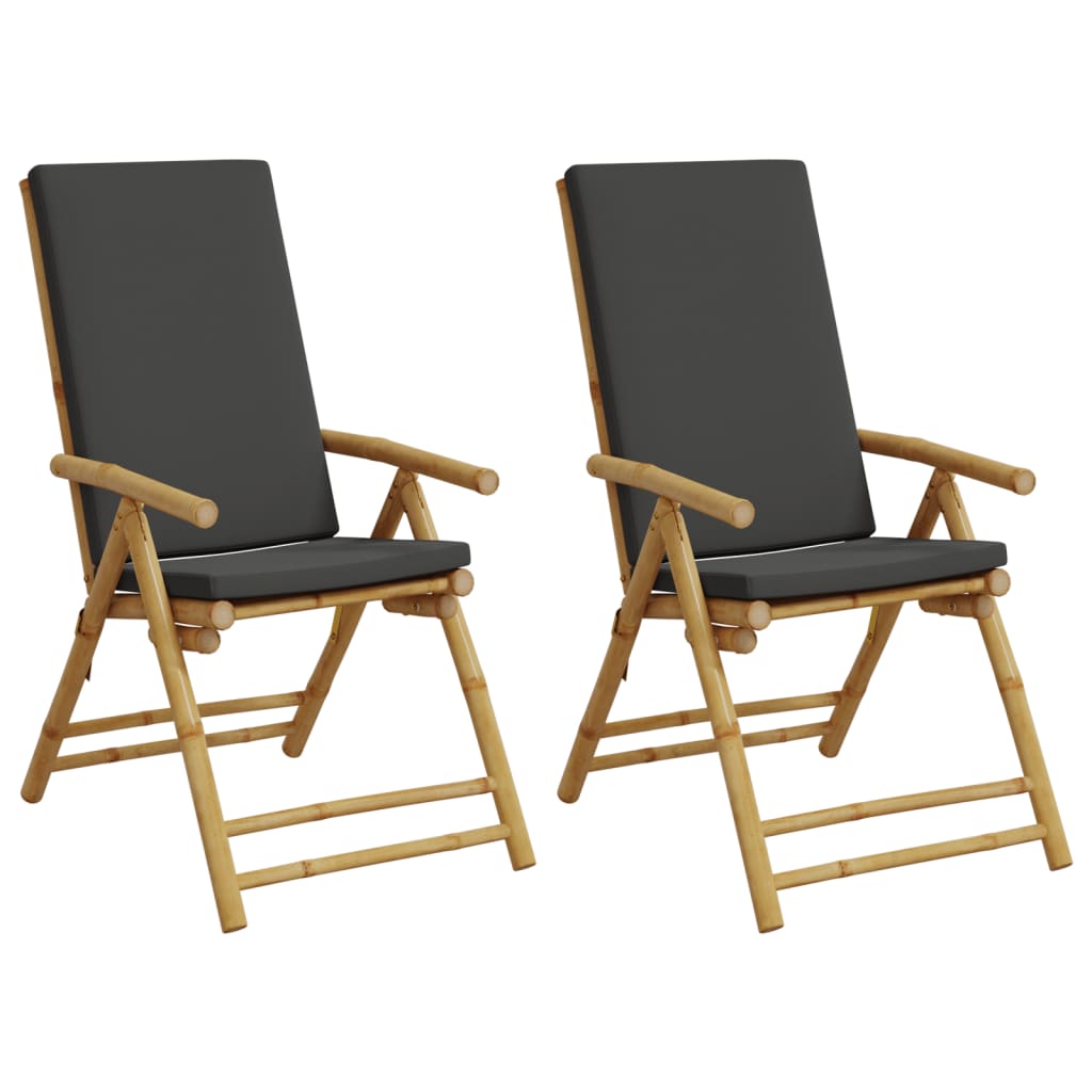 Tuinstoelen 2 st inklapbaar met kussens bamboe is nu te koop bij PeponiXL, paradijselijk wonen!