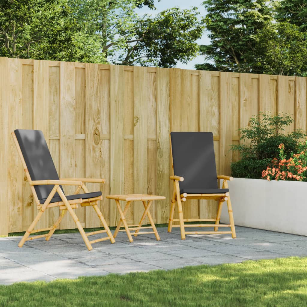 Tuinstoelen 2 st inklapbaar met kussens bamboe is nu te koop bij PeponiXL, paradijselijk wonen!