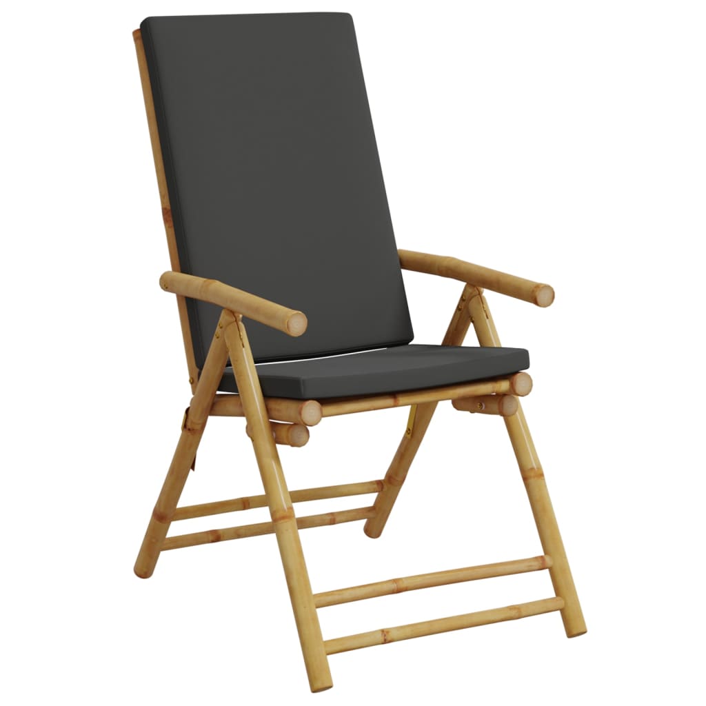 Tuinstoelen 2 st inklapbaar met kussens bamboe is nu te koop bij PeponiXL, paradijselijk wonen!