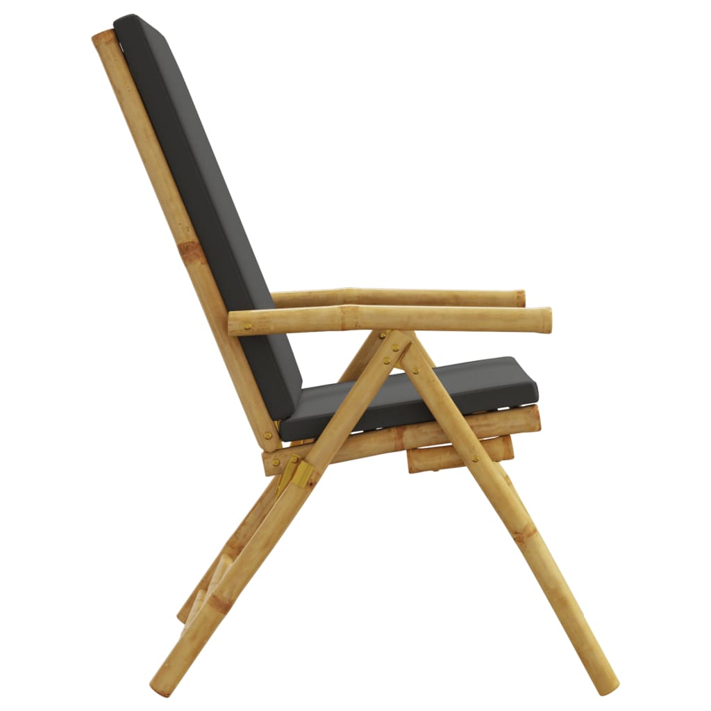 Tuinstoelen 2 st inklapbaar met kussens bamboe is nu te koop bij PeponiXL, paradijselijk wonen!