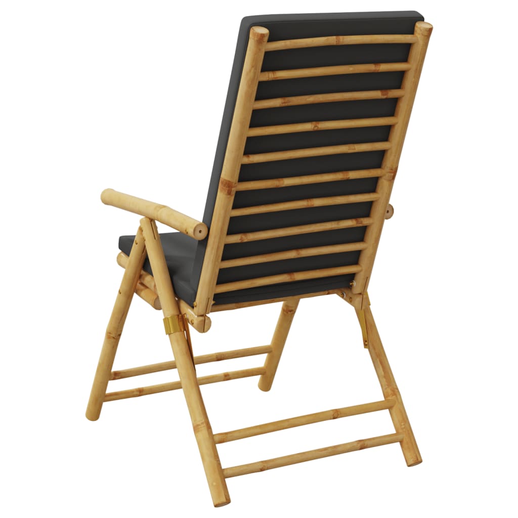 Tuinstoelen 2 st inklapbaar met kussens bamboe is nu te koop bij PeponiXL, paradijselijk wonen!