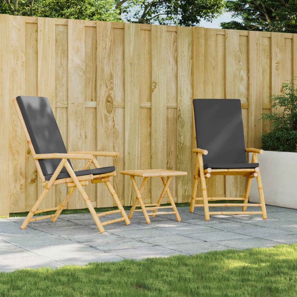Tuinstoelen 2 st inklapbaar met kussens bamboe is nu te koop bij PeponiXL, paradijselijk wonen!