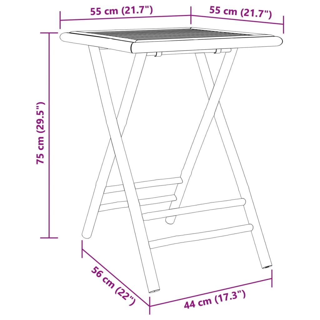 Tuintafel inklapbaar 55x55x75 cm bamboe is nu te koop bij PeponiXL, paradijselijk wonen!