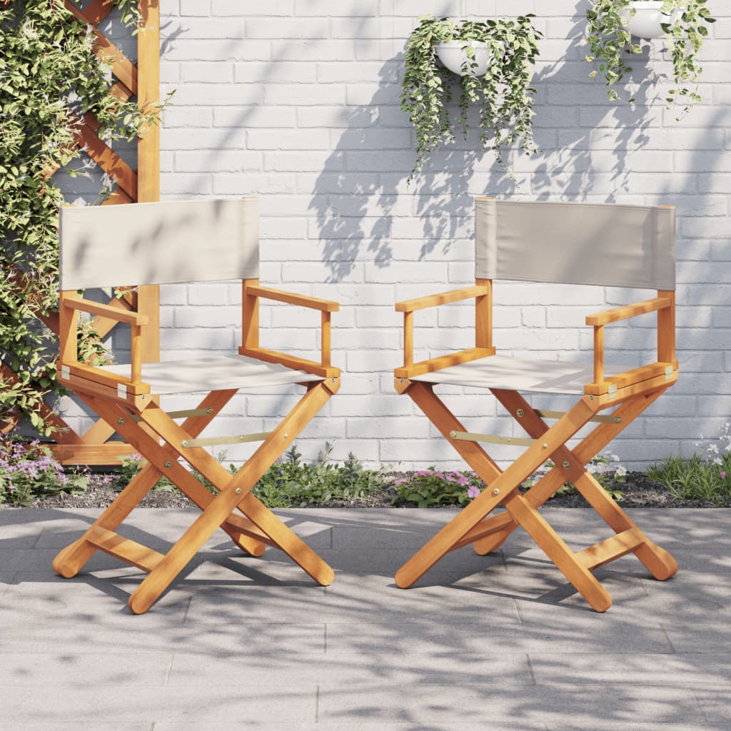 Regisseursstoelen 2 st inklapbaar stof crèmewit is nu te koop bij PeponiXL, paradijselijk wonen!