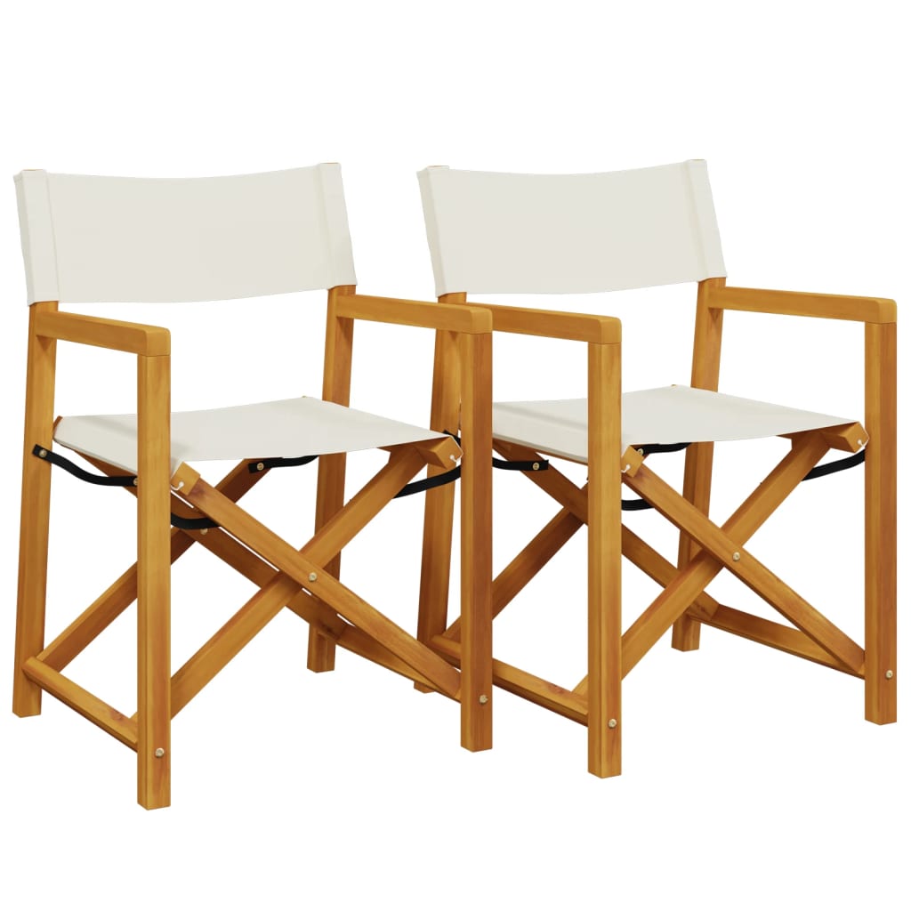 Regisseursstoelen 2 st inklapbaar stof crèmewit is nu te koop bij PeponiXL, paradijselijk wonen!