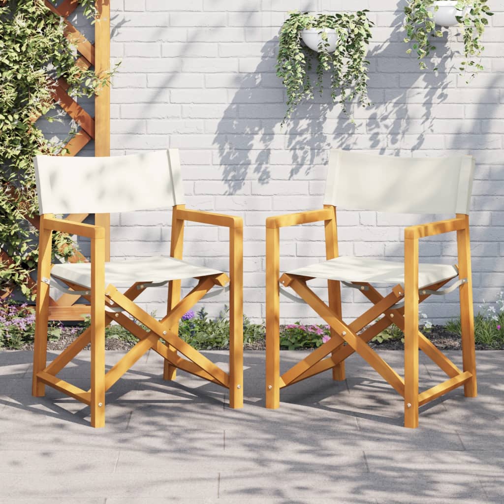 Regisseursstoelen 2 st inklapbaar stof crèmewit is nu te koop bij PeponiXL, paradijselijk wonen!
