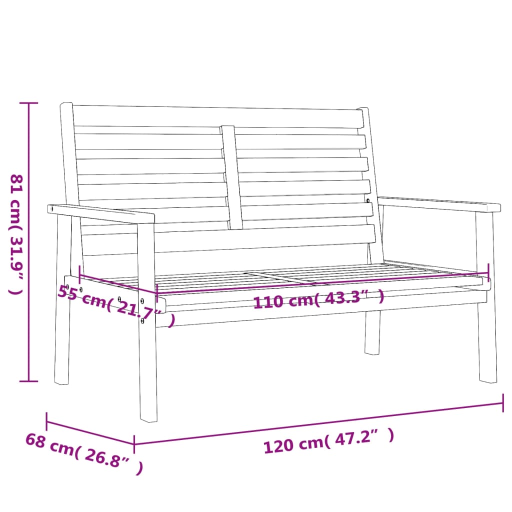 Tuinbank 120 cm massief acaciahout is nu te koop bij PeponiXL, paradijselijk wonen!