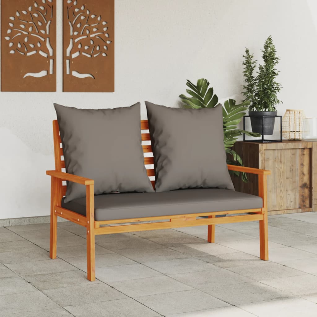 Tuinbank met kussen 120 cm massief acaciahout is nu te koop bij PeponiXL, paradijselijk wonen!