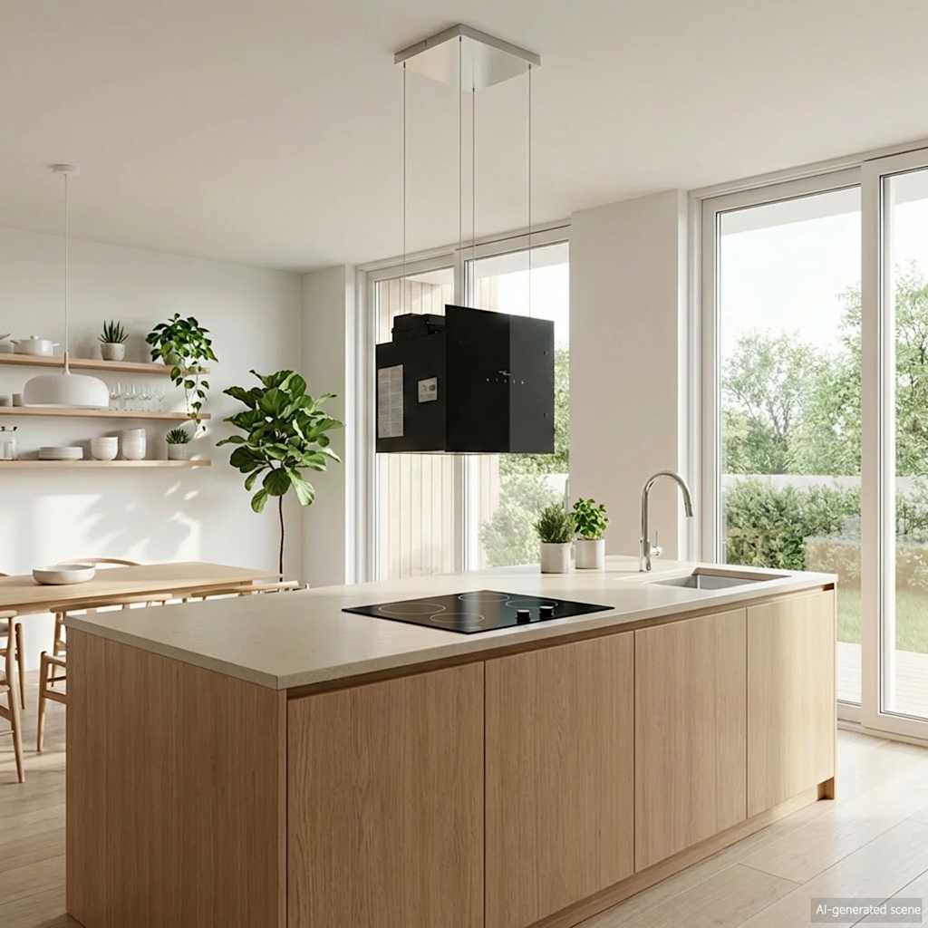 Afzuigkap voor kookeiland met aanraaksensor LCD gehard glas is nu te koop bij PeponiXL, paradijselijk wonen!