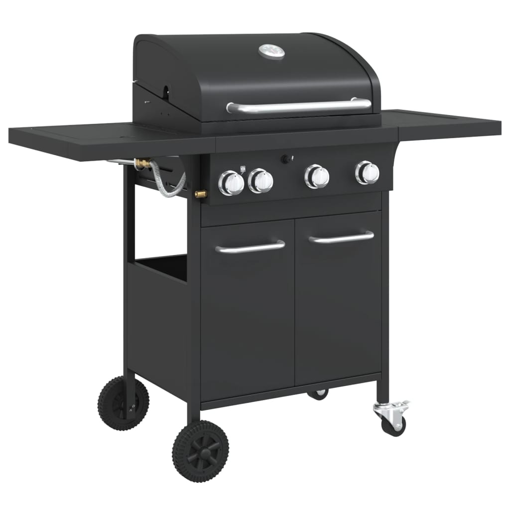 Gasbarbecue met 4 branders gepoedercoat staal zwart is nu te koop bij PeponiXL, paradijselijk wonen!