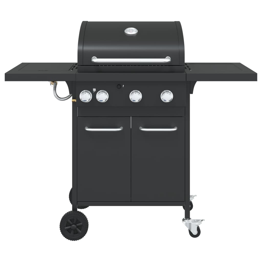 Gasbarbecue met 4 branders gepoedercoat staal zwart is nu te koop bij PeponiXL, paradijselijk wonen!