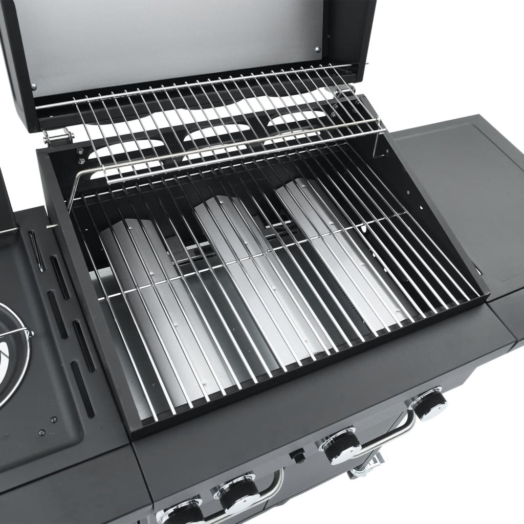 Gasbarbecue met 4 branders gepoedercoat staal zwart is nu te koop bij PeponiXL, paradijselijk wonen!