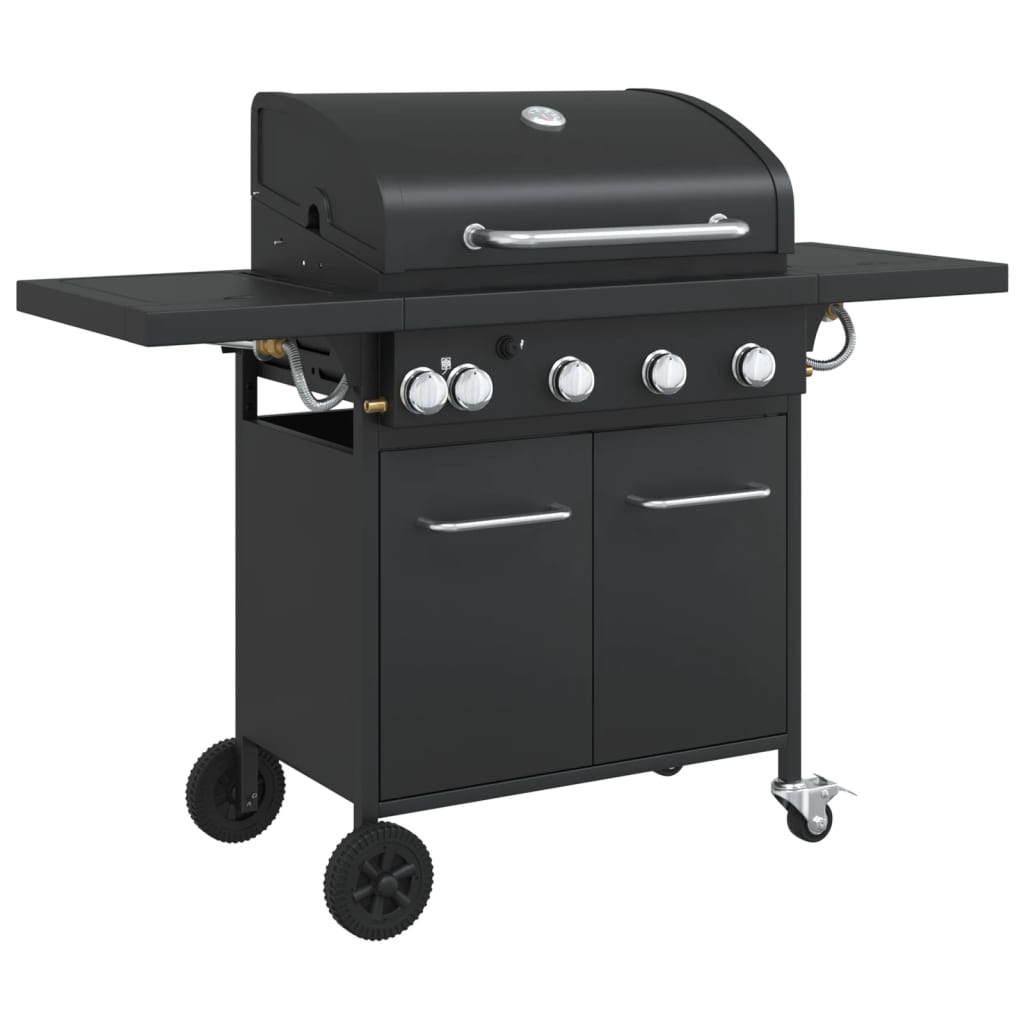 Gasbarbecue met 5 branders gepoedercoat staal zwart is nu te koop bij PeponiXL, paradijselijk wonen!