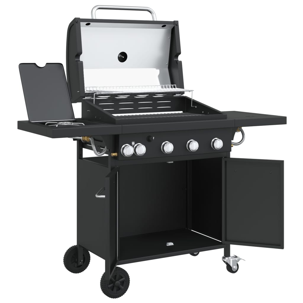 Gasbarbecue met 5 branders gepoedercoat staal zwart is nu te koop bij PeponiXL, paradijselijk wonen!