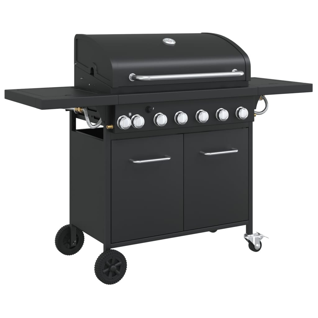 Gasbarbecue met 7 branders gepoedercoat staal zwart is nu te koop bij PeponiXL, paradijselijk wonen!