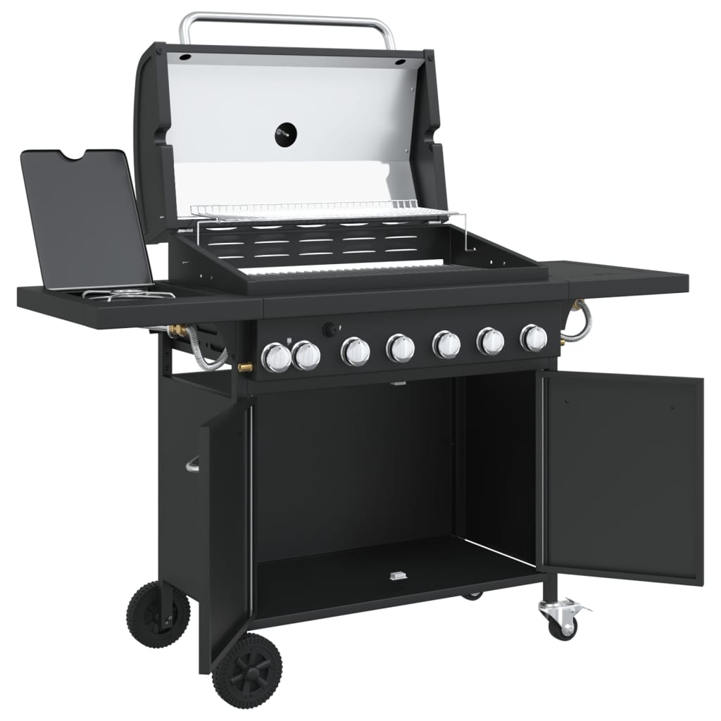 Gasbarbecue met 7 branders gepoedercoat staal zwart is nu te koop bij PeponiXL, paradijselijk wonen!
