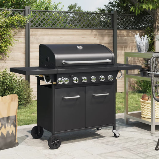 Gasbarbecue met 7 branders gepoedercoat staal zwart is nu te koop bij PeponiXL, paradijselijk wonen!