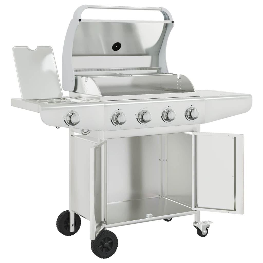 Gasbarbecue met 5 branders roestvrij staal zilverkleurig is nu te koop bij PeponiXL, paradijselijk wonen!