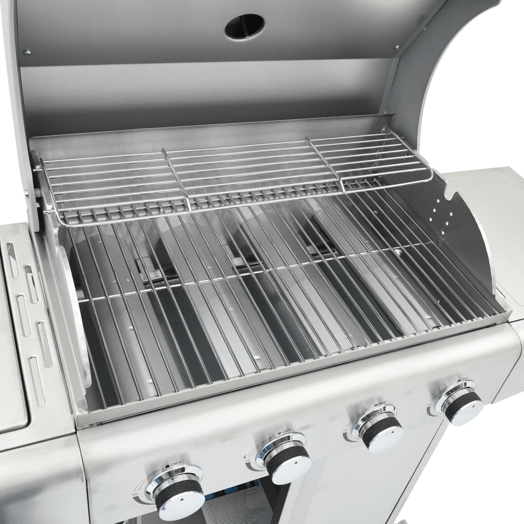 Gasbarbecue met 5 branders roestvrij staal zilverkleurig is nu te koop bij PeponiXL, paradijselijk wonen!