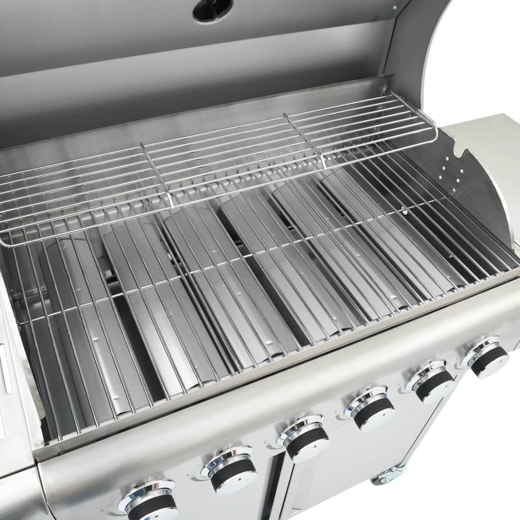 Gasbarbecue met 7 branders roestvrij staal zilverkleurig is nu te koop bij PeponiXL, paradijselijk wonen!