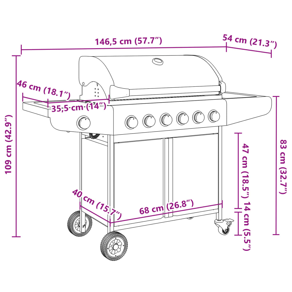 Gasbarbecue met 7 branders roestvrij staal zilverkleurig is nu te koop bij PeponiXL, paradijselijk wonen!