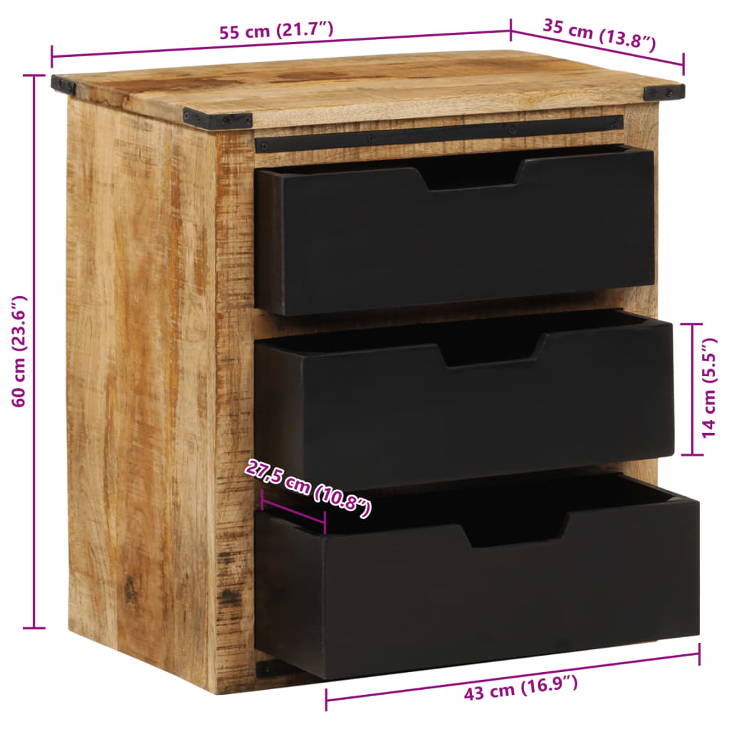 Dressoir met 3 lades 55x35x60 cm massief mangohout is nu te koop bij PeponiXL, paradijselijk wonen!