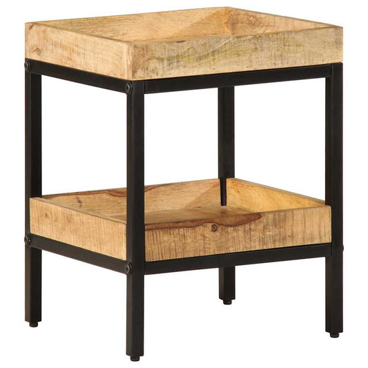 Bijzettafel met plank Bruin 35 x 35 x 45 cm Massief Mango Hout is nu te koop bij PeponiXL, paradijselijk wonen!
