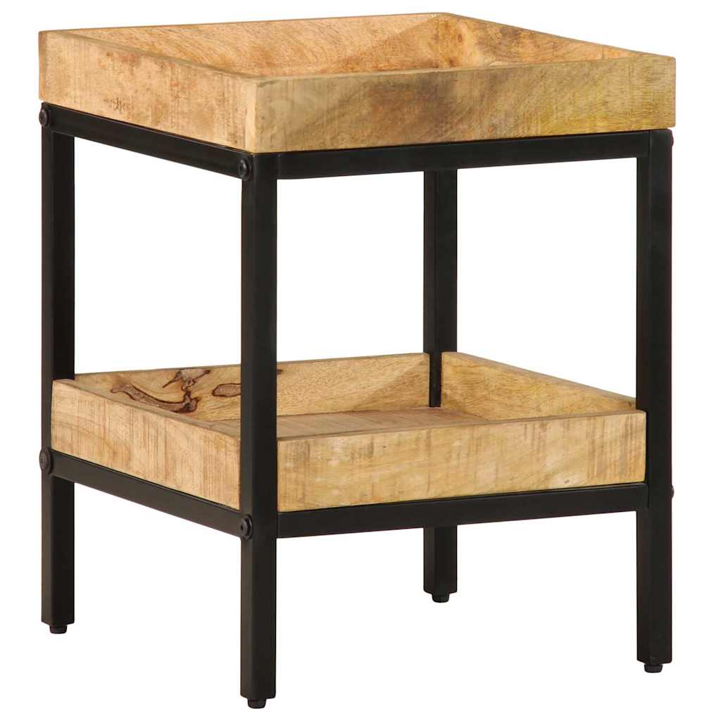 Bijzettafel met plank Bruin 35 x 35 x 45 cm Massief Mango Hout is nu te koop bij PeponiXL, paradijselijk wonen!