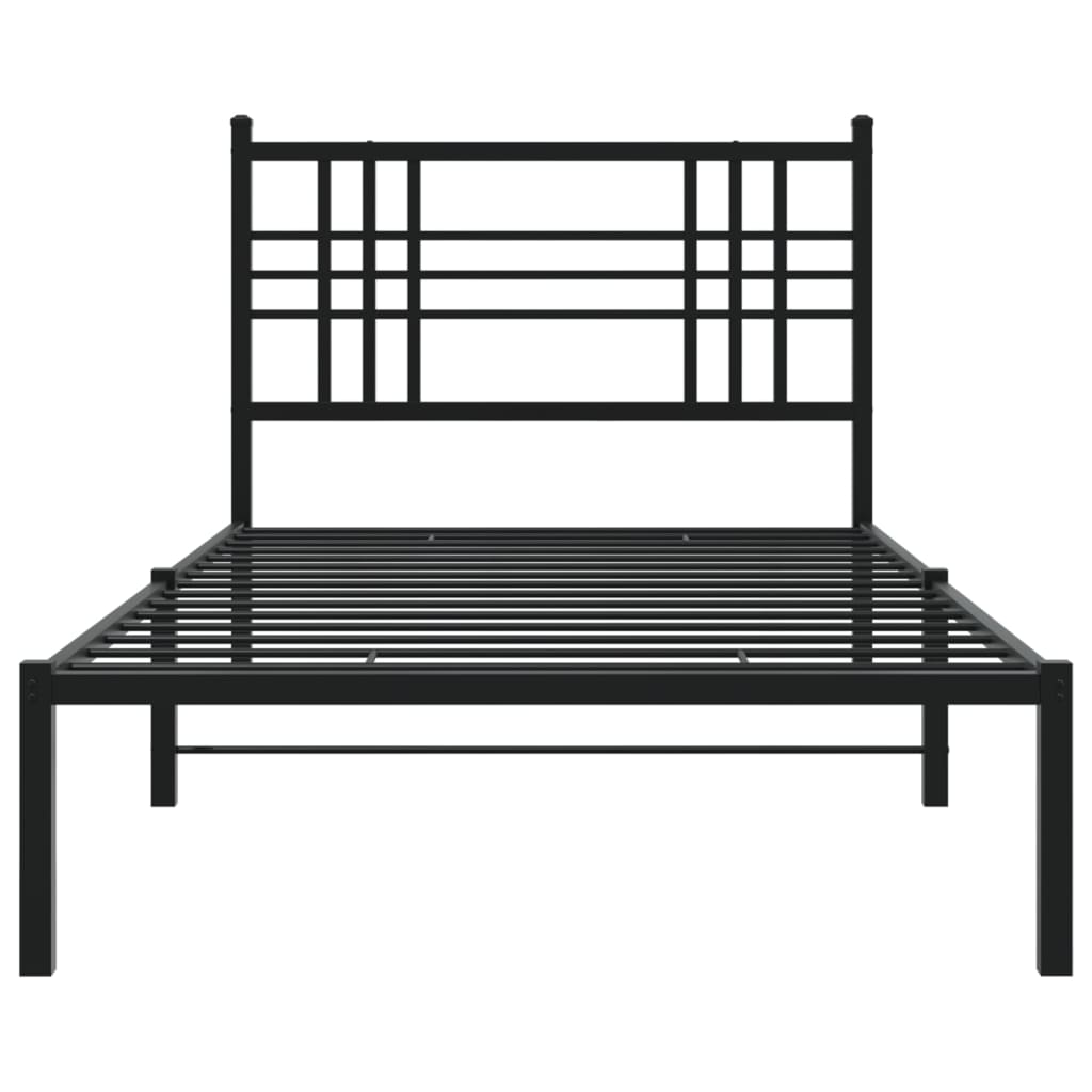 Bedframe met hoofdbord metaal zwart 90x190 cm is nu te koop bij PeponiXL, paradijselijk wonen!