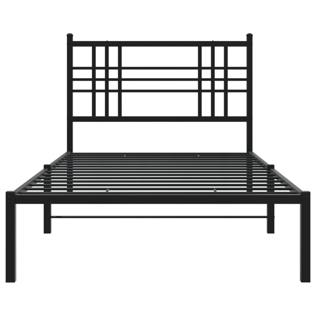 Bedframe met hoofdbord metaal zwart 90x200 cm is nu te koop bij PeponiXL, paradijselijk wonen!