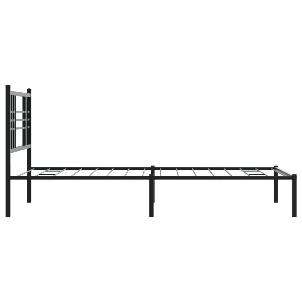 Bedframe met hoofdbord metaal zwart 90x200 cm is nu te koop bij PeponiXL, paradijselijk wonen!