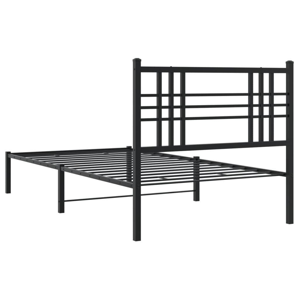 Bedframe met hoofdbord metaal zwart 90x200 cm is nu te koop bij PeponiXL, paradijselijk wonen!