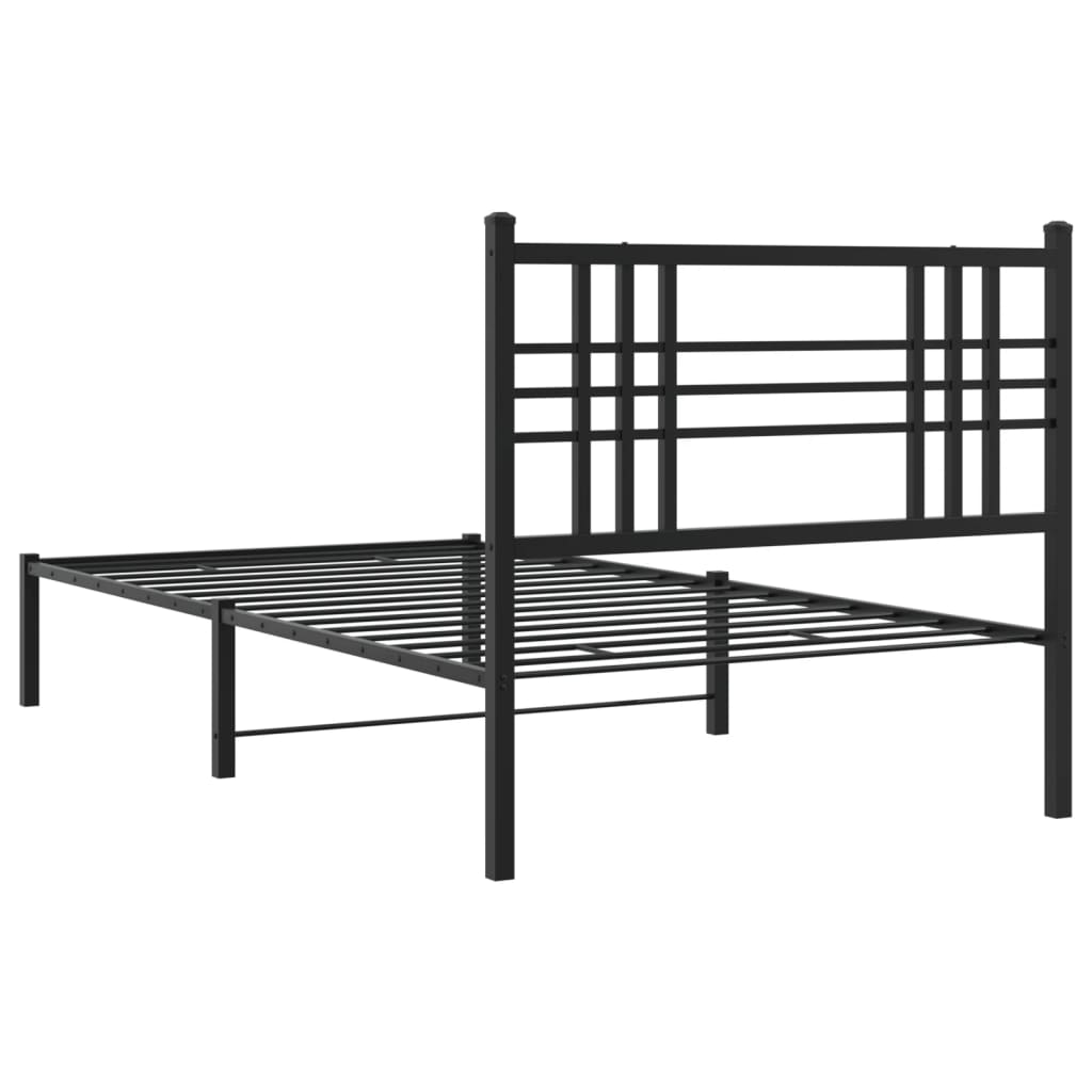 Bedframe met hoofdbord metaal zwart 100x190 cm is nu te koop bij PeponiXL, paradijselijk wonen!