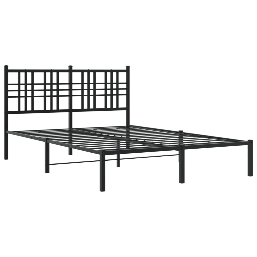 Bedframe met hoofdbord metaal zwart 120x190 cm is nu te koop bij PeponiXL, paradijselijk wonen!