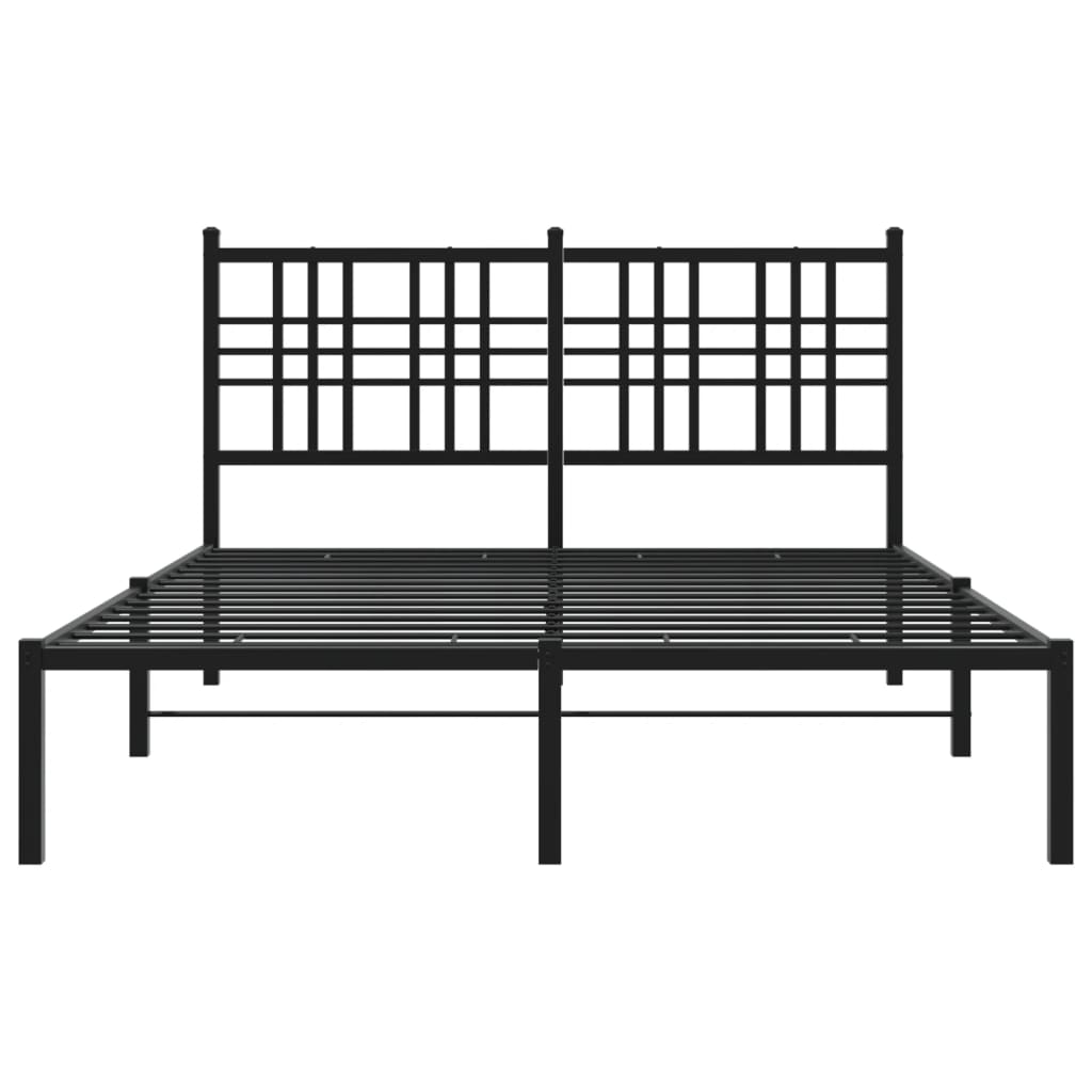 Bedframe met hoofdbord metaal zwart 120x190 cm is nu te koop bij PeponiXL, paradijselijk wonen!