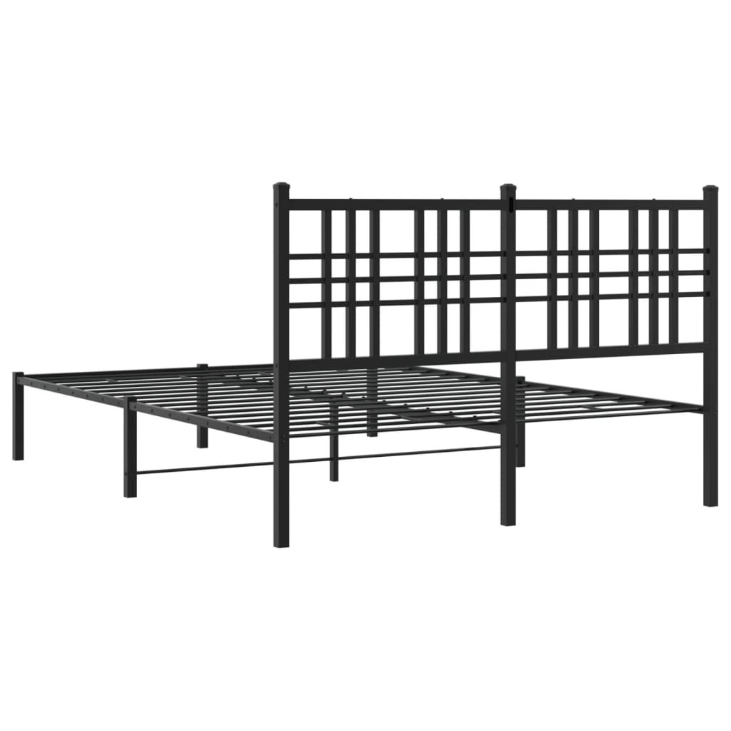 Bedframe met hoofdbord metaal zwart 120x190 cm is nu te koop bij PeponiXL, paradijselijk wonen!