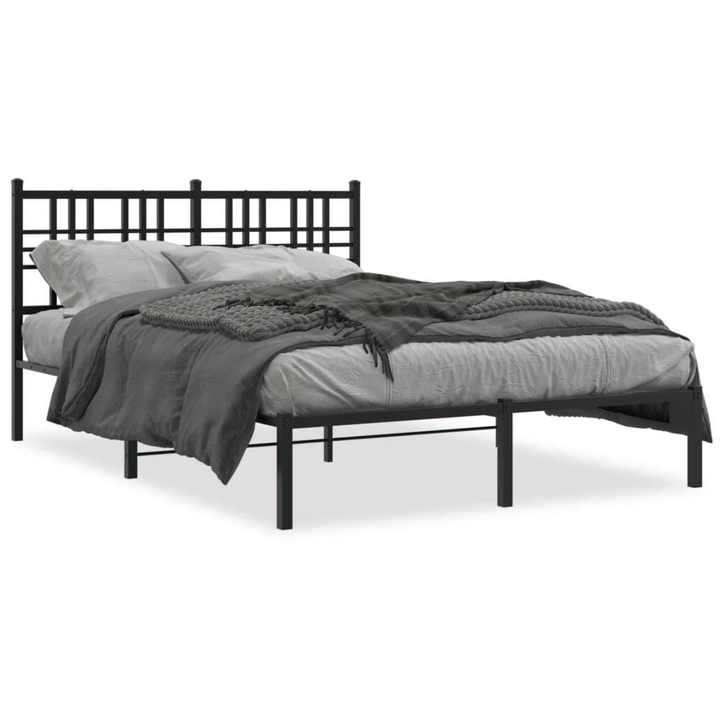 Bedframe met hoofdbord metaal zwart 120x190 cm is nu te koop bij PeponiXL, paradijselijk wonen!