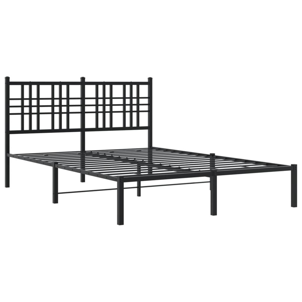 Bedframe met hoofdbord metaal zwart 120x200 cm is nu te koop bij PeponiXL, paradijselijk wonen!