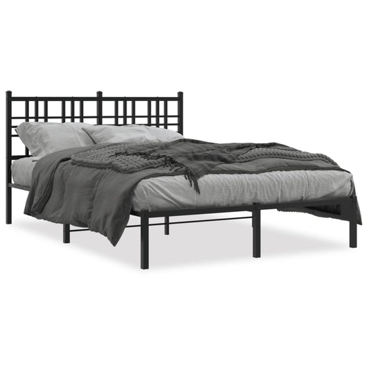 Bedframe met hoofdbord metaal zwart 120x200 cm is nu te koop bij PeponiXL, paradijselijk wonen!