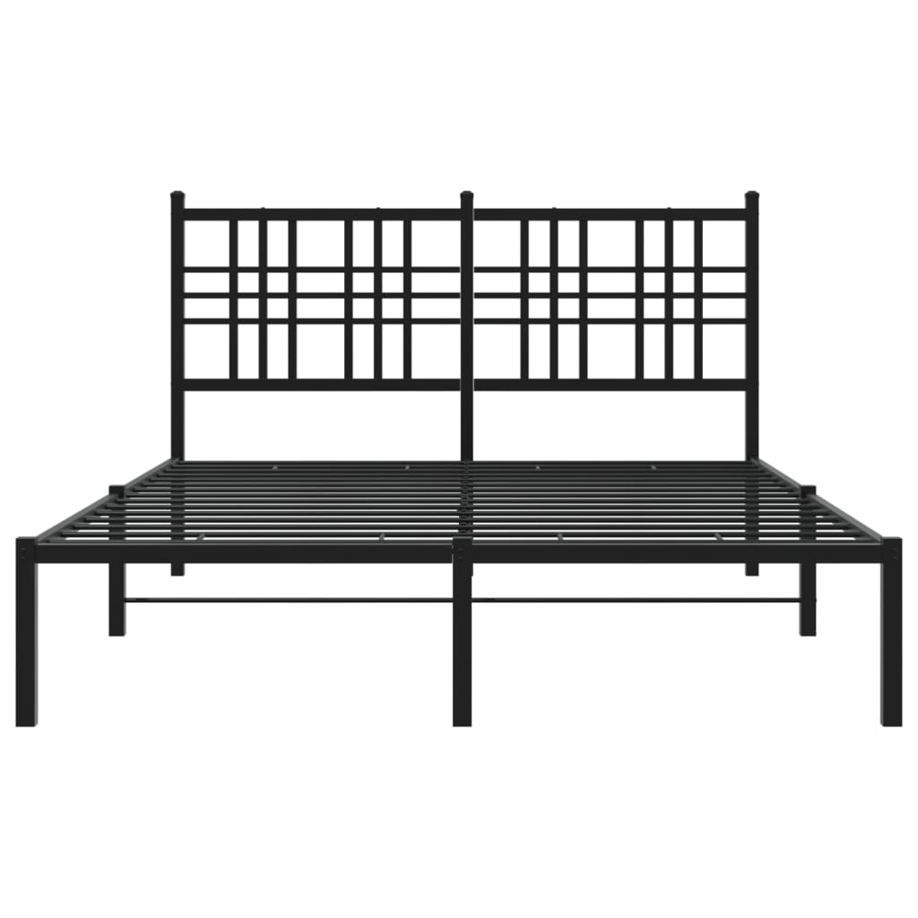 Bedframe met hoofdbord metaal zwart 135x190 cm is nu te koop bij PeponiXL, paradijselijk wonen!