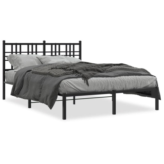 Bedframe met hoofdbord metaal zwart 135x190 cm is nu te koop bij PeponiXL, paradijselijk wonen!