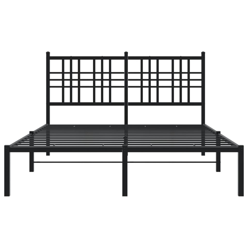Bedframe met hoofdbord metaal zwart 140x190 cm is nu te koop bij PeponiXL, paradijselijk wonen!
