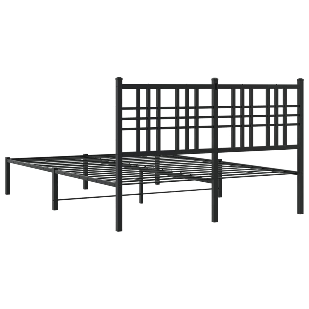 Bedframe met hoofdbord metaal zwart 140x190 cm is nu te koop bij PeponiXL, paradijselijk wonen!