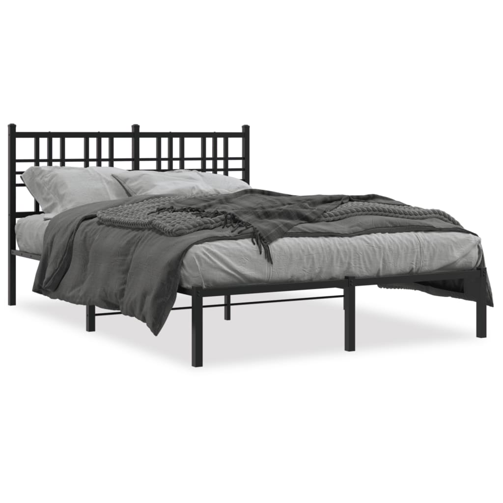 Bedframe met hoofdbord metaal zwart 140x190 cm is nu te koop bij PeponiXL, paradijselijk wonen!